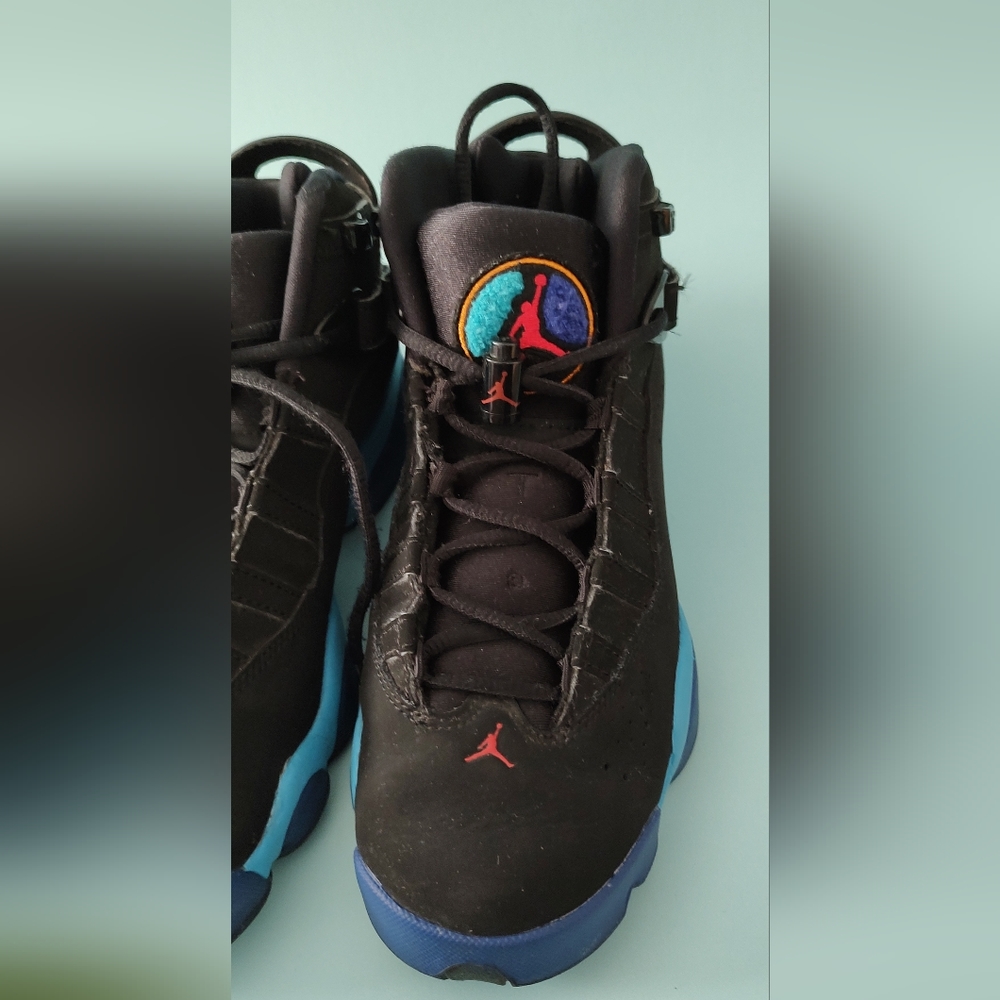 Jordan 6 Rings Aqua black sneakers size 7Y athletic good condition 25 cms - Picture 2 of 12